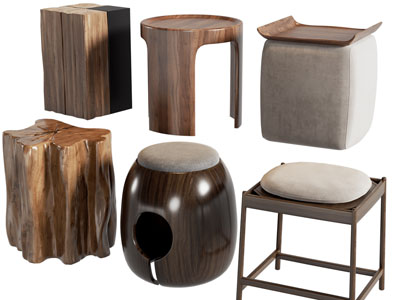 新中式方形、圆形坐凳子