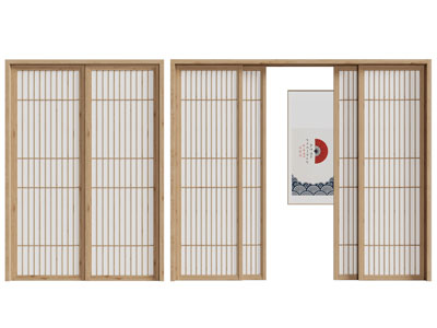 日式实木边框的推拉门