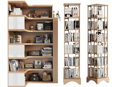 现代实木装饰架、书柜