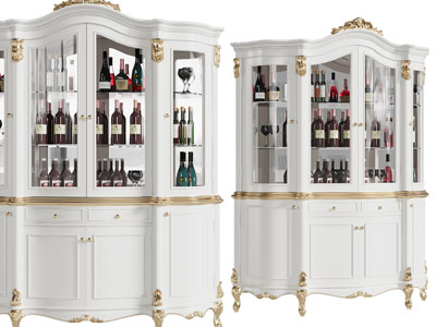 欧式雕花玻璃柜门的酒柜3d模型 欧式雕花玻璃柜门的酒柜