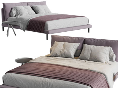 现代布艺双人床