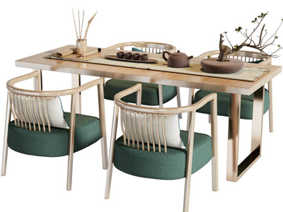 新中式实木茶桌椅组合