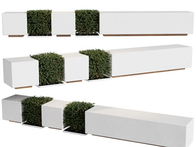 现代户外公共椅、装饰花池的长凳子