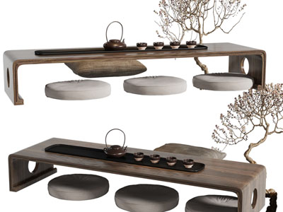 日式茶桌、坐垫组合