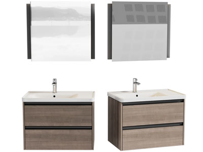 现代实木洗手台、镜柜