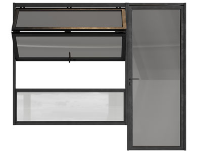 现代带门的折叠窗户