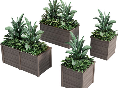 现代实木户外花箱盆栽植物