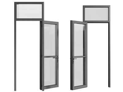 现代打开的玻璃平开门