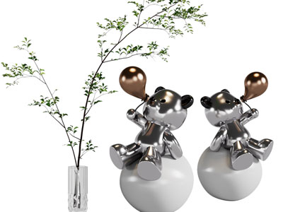 现代吹泡泡的小熊雕塑雕刻摆件3d模型 现代吹泡泡的小熊雕塑雕刻摆件