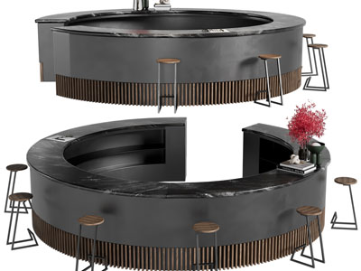 现代圆形吧台、前台接待台