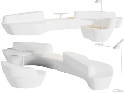 现代公共椅子、多人沙发