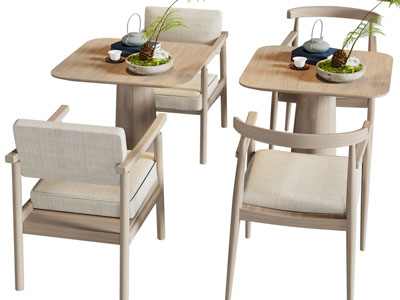 新中式实木休闲餐桌椅组合