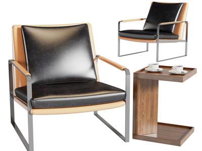 现代休闲椅子、边几