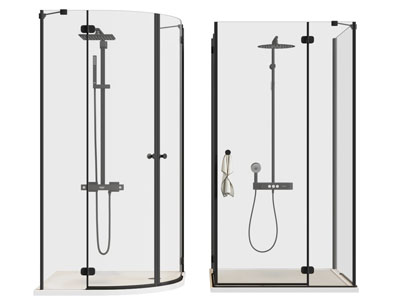 现代弧形、方形玻璃淋浴房3d模型 现代弧形、方形玻璃淋浴房