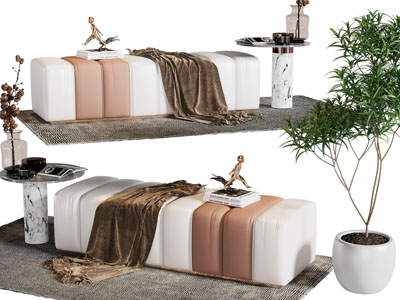 现代长方形沙发凳、边几