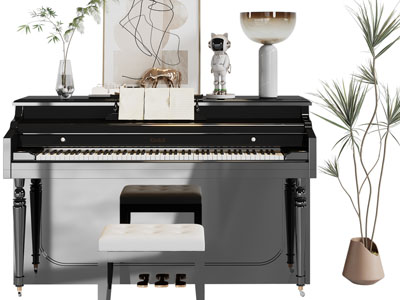 现代钢琴、琴凳3d模型 现代钢琴、琴凳