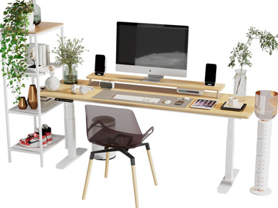 现代书桌椅组合、边柜