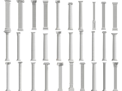 现代方形、圆形罗马柱子3d模型 现代方形、圆形罗马柱子