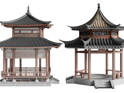 新中式八角、四角亭子