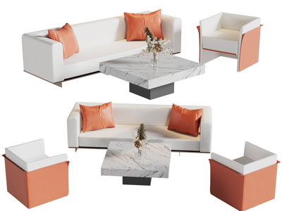 现代多人、单人沙发和茶几组合