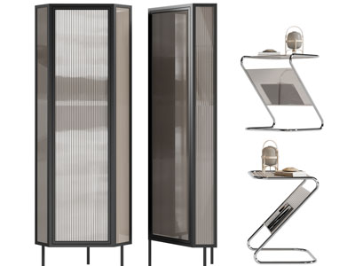 现代玻璃柜门角柜、边柜、边几
