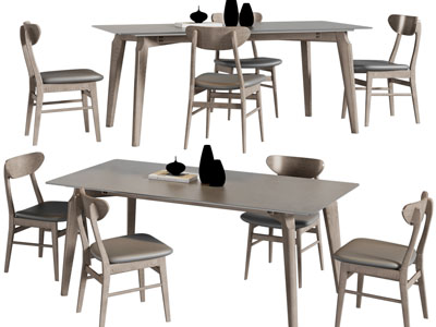 现代长方形餐桌椅组合