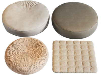 现代圆形坐垫、蒲团