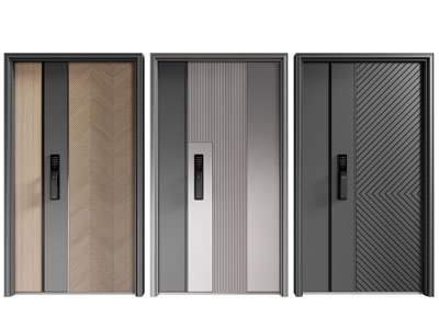 现代带密码锁的子母入户平开门