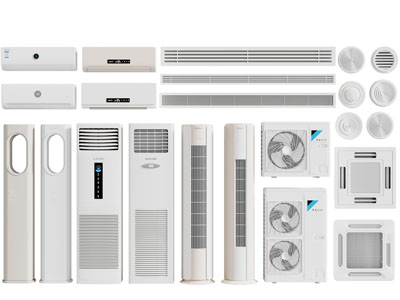 现代柱形、方形、壁挂式空调、外机