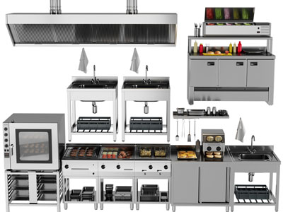 现代餐饮后厨设备、厨具3d模型 现代餐饮后厨设备、厨具