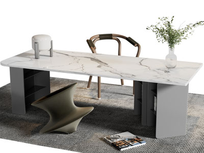 现代大理石书桌椅组合
