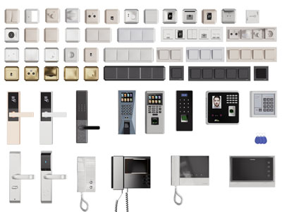 现代开关插座、对讲机可视电话、密码锁3d模型 现代开关插座、对讲机可视电话、密码锁