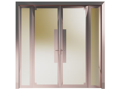 现代铜制办公商用入户大门、双开门