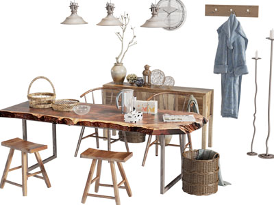 新中式实木餐桌椅组合、边柜