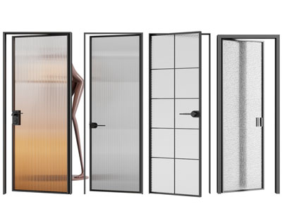 现代玻璃单扇平开门