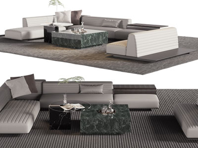 现代多人沙发、茶几组合