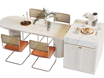 现代轻奢岛台餐桌椅组合