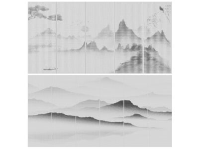 新中式山脉图案的穿孔板、冲孔装饰板、护墙板