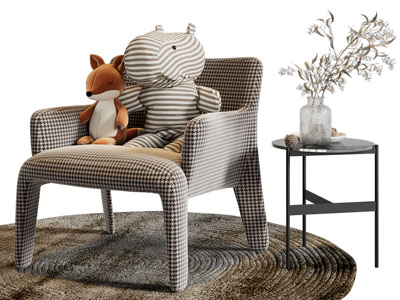 现代休闲椅子、边几