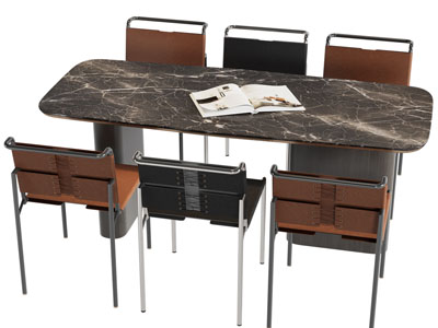 现代长方形餐桌椅组合