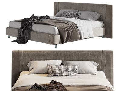 现代布艺双人床