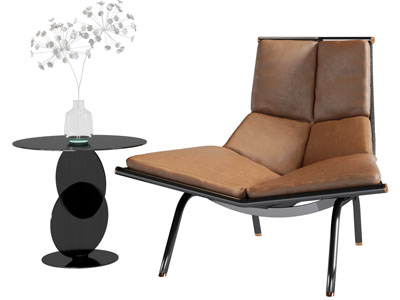 现代休闲椅子、边几