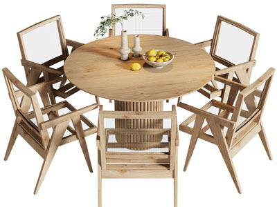 现代实木餐桌椅组合