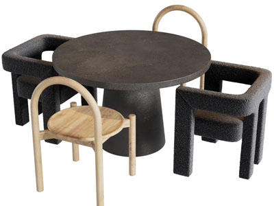 现代圆形餐桌椅组合