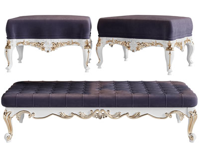 欧式雕花装饰的长方形沙发凳子