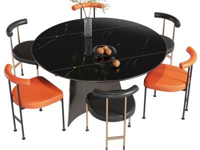 现代圆形餐桌椅组合