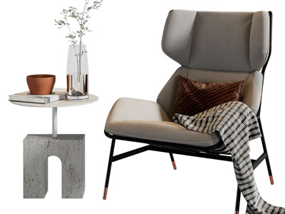 现代休闲椅子、边几