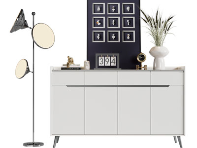 现代玄关柜、边柜、落地灯