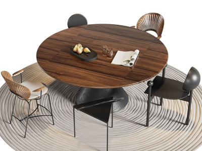 现代圆形餐桌椅组合