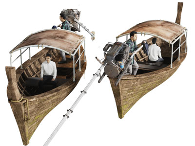 现代摆渡木船